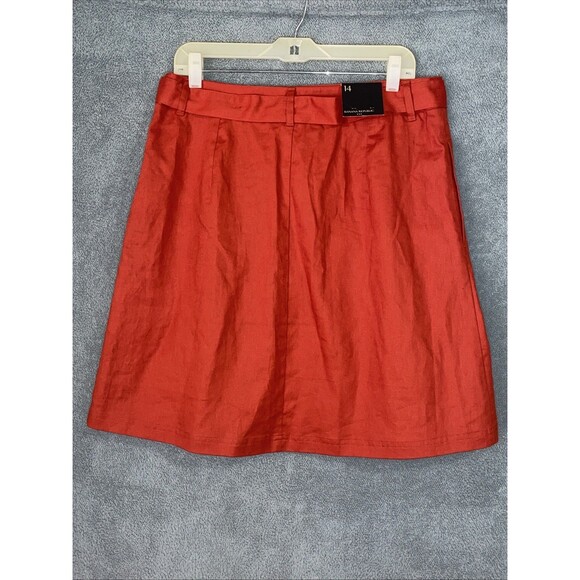 Banana Republic Skirt Womens 14 Orange Paperbag Waist Minimalist Preppy Feminie - Picture 10 of 10